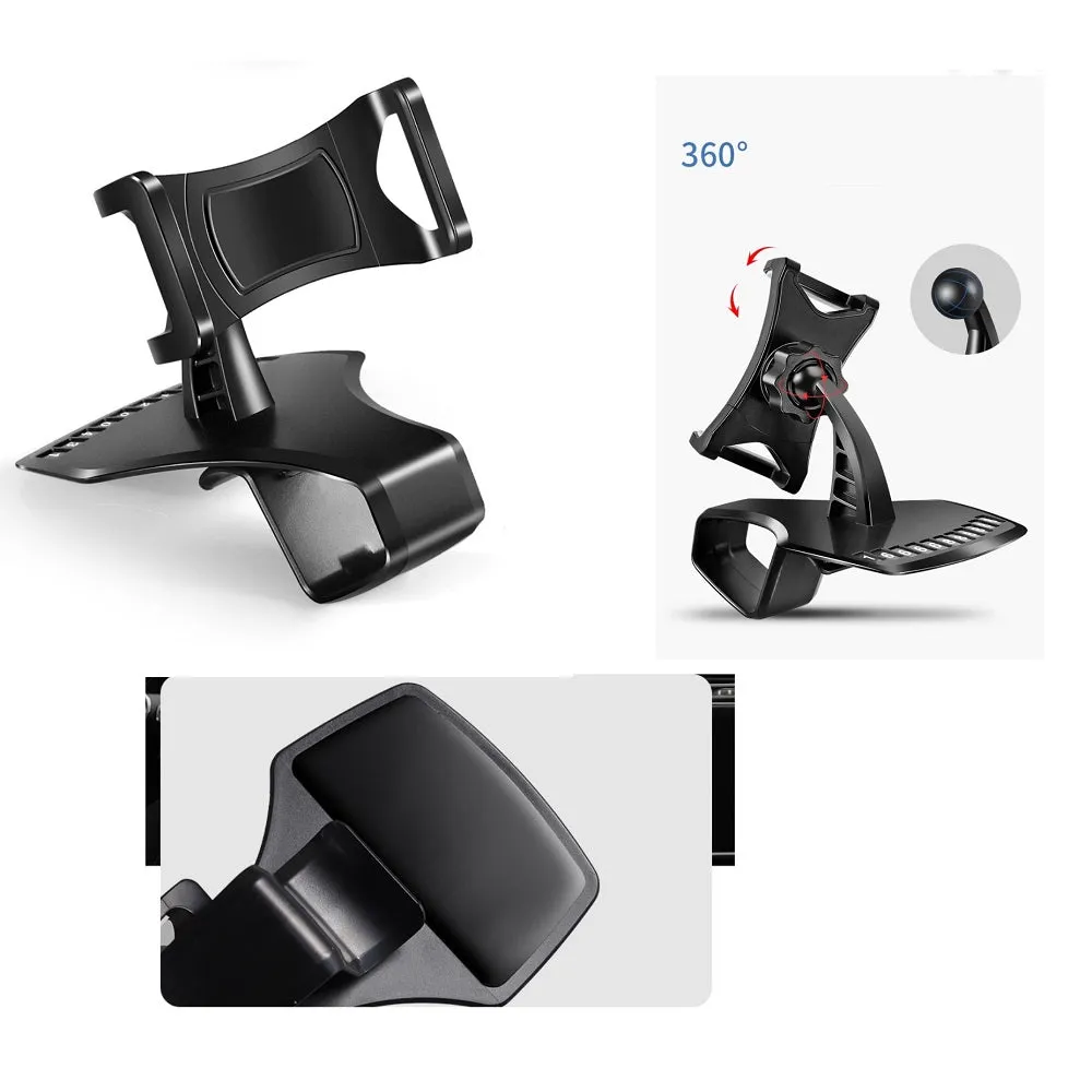 3 in 1 Car GPS Smartphone Holder: Dashboard / Visor Clamp   AC Grid Clip for HTC U11 Dual TD-LTE U-3u (HTC Ocean) - Black