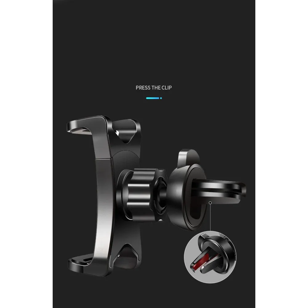 3 in 1 Car GPS Smartphone Holder: Dashboard / Visor Clamp   AC Grid Clip for HTC U11 Dual TD-LTE U-3u (HTC Ocean) - Black