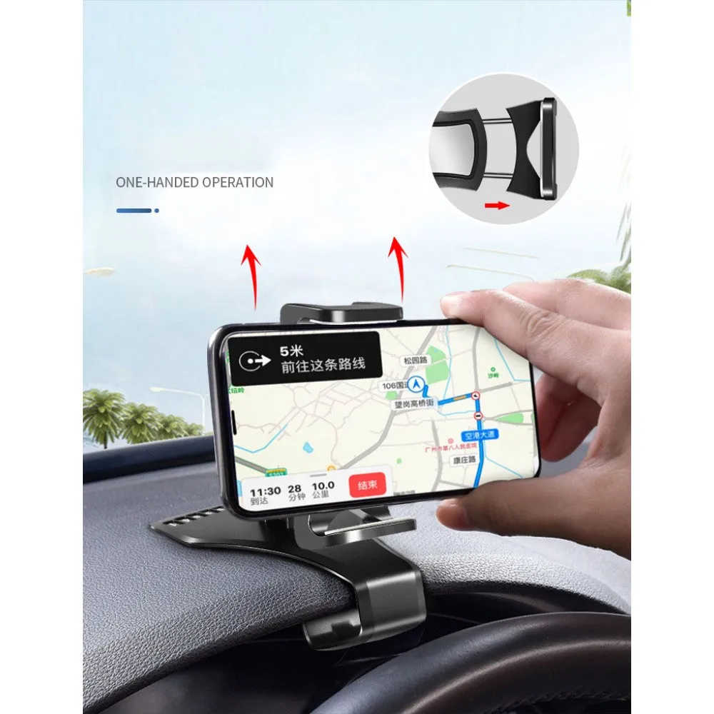 3 in 1 Car GPS Smartphone Holder: Dashboard / Visor Clamp   AC Grid Clip for HTC U11 Dual TD-LTE U-3u (HTC Ocean) - Black