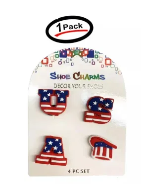 4 Pcs of America Shoe Charms For Croc, Bracelet, Shoe & Wristbands