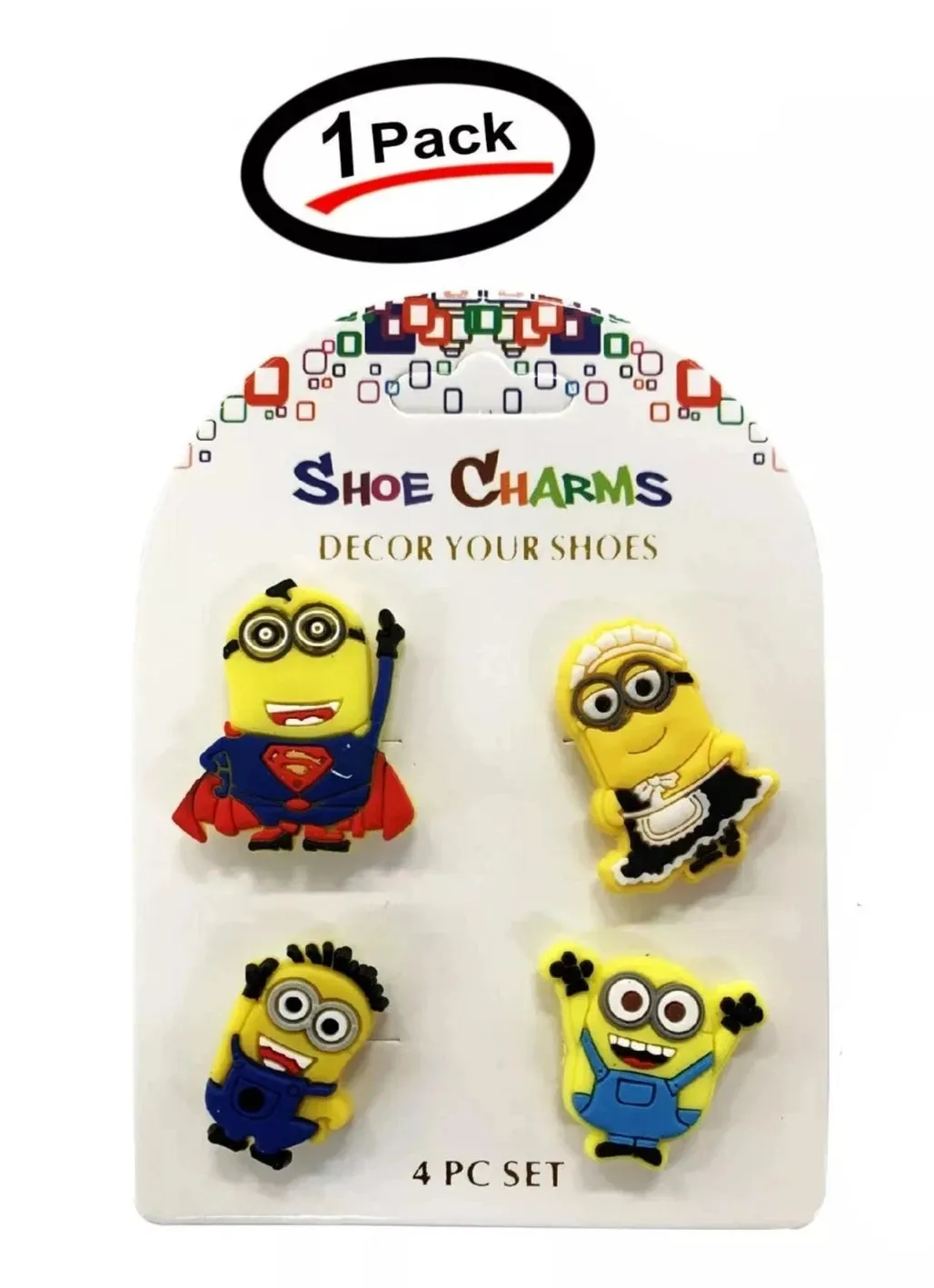 4 Pcs of Minion Shoe Charms For Croc, Bracelet, Shoe & Wristbands