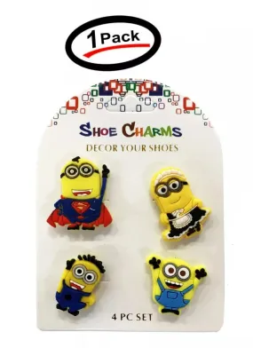 4 Pcs of Minion Shoe Charms For Croc, Bracelet, Shoe & Wristbands
