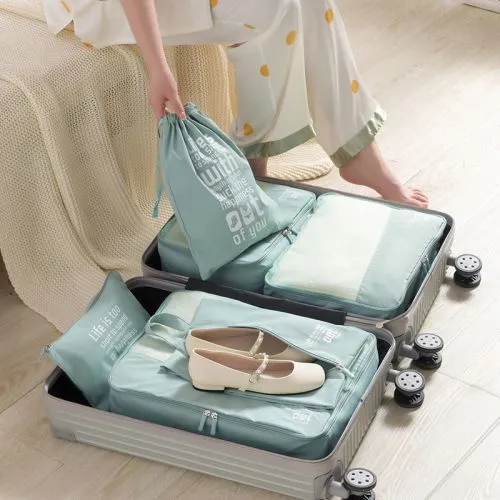 6 Piece Packing Cubes Set - Life Is too Short Luggage Organisers