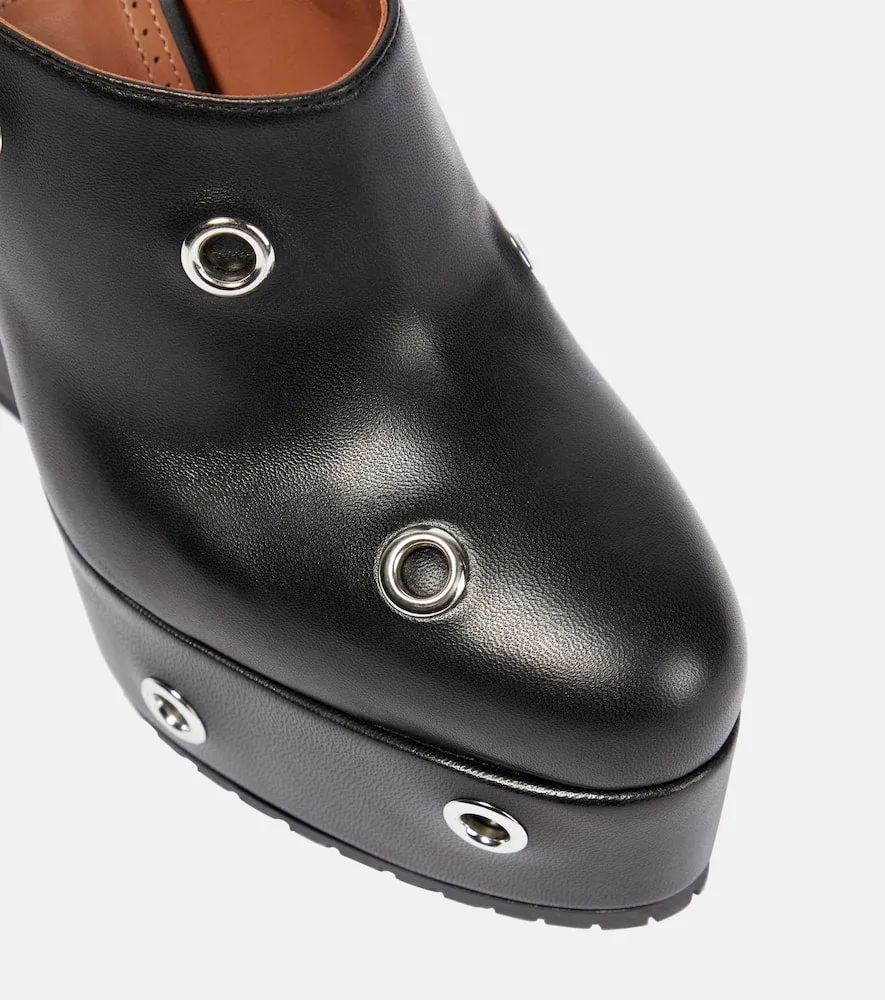 Alaia Eyelet-embellished leather pumps