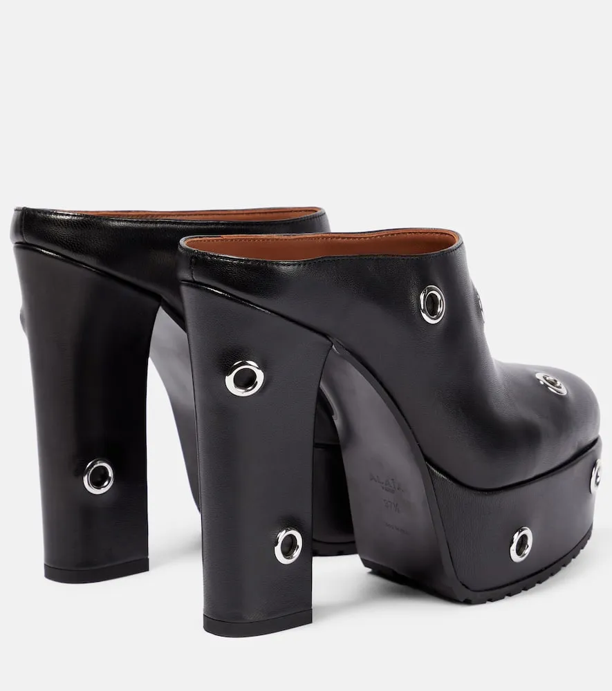 Alaia Eyelet-embellished leather pumps
