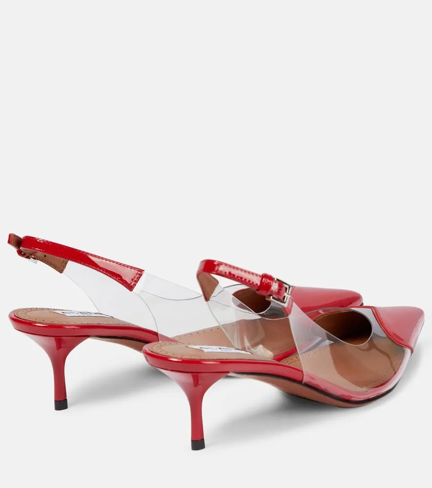 Alaia Le C√Ö¬ìur leather and PU slingback pumps