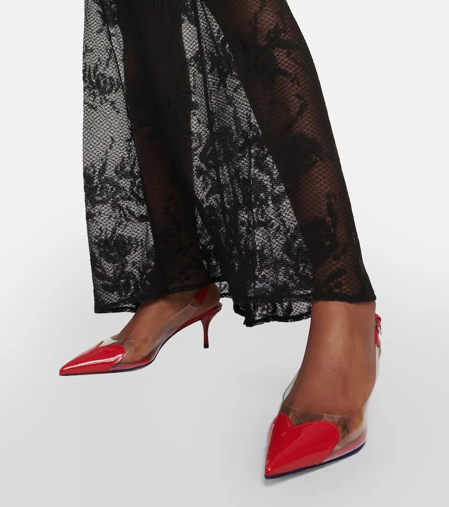 Alaia Le C√Ö¬ìur leather and PU slingback pumps