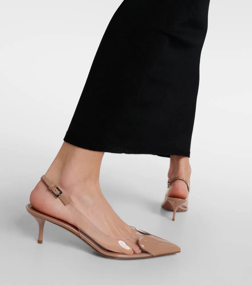 Alaia Le C√Ö¬ìur PVC and patent leather slingback pumps