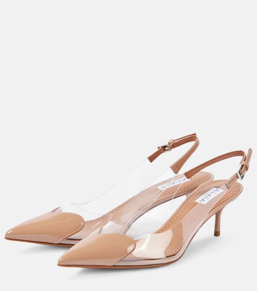 Alaia Le C√Ö¬ìur PVC and patent leather slingback pumps