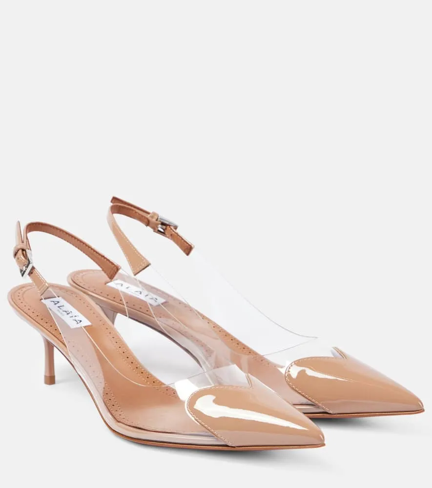 Alaia Le C√Ö¬ìur PVC and patent leather slingback pumps