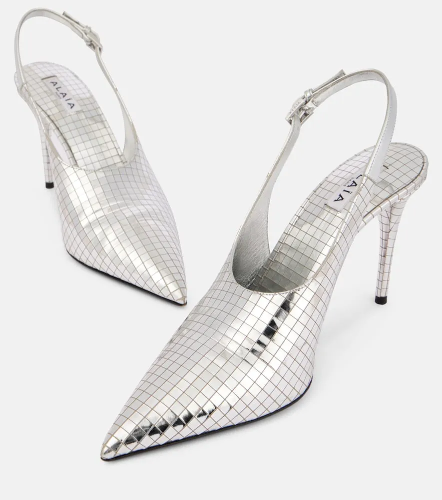 Alaia Mirrored leather slingback pumps