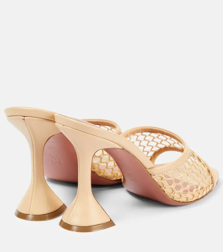 Amina Muaddi Lupita 95 fishnet leather-trimmed mules
