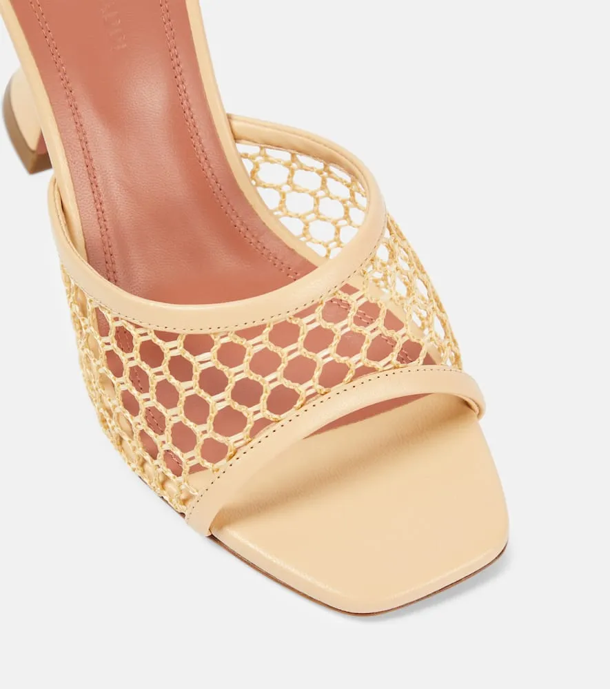 Amina Muaddi Lupita 95 fishnet leather-trimmed mules