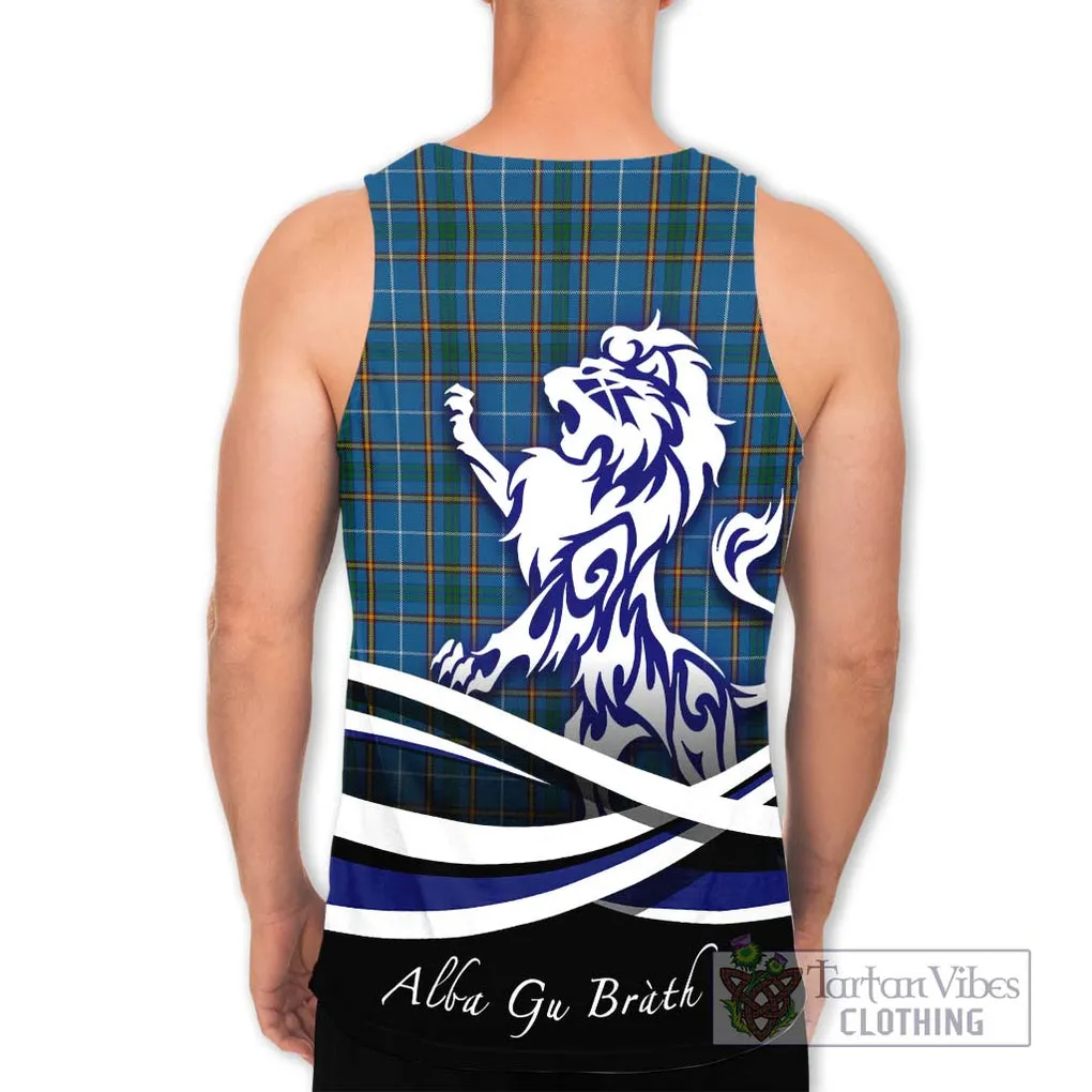 Bain Tartan Men's Tank Top with Alba Gu Brath Regal Lion Emblem