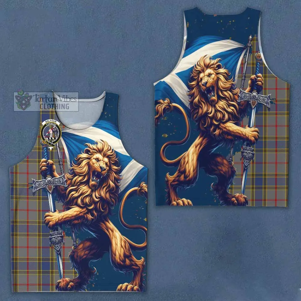Balfour Tartan Family Crest Men's Tank Top with Scottish Majestic Lion