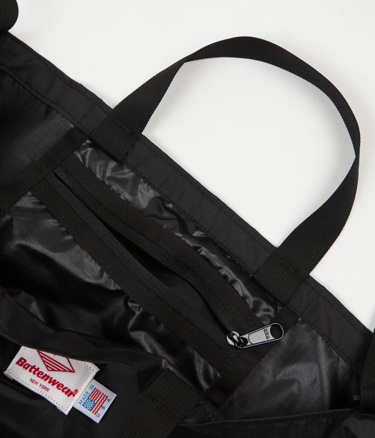 Battenwear Packable Tote Bag - Black / Black