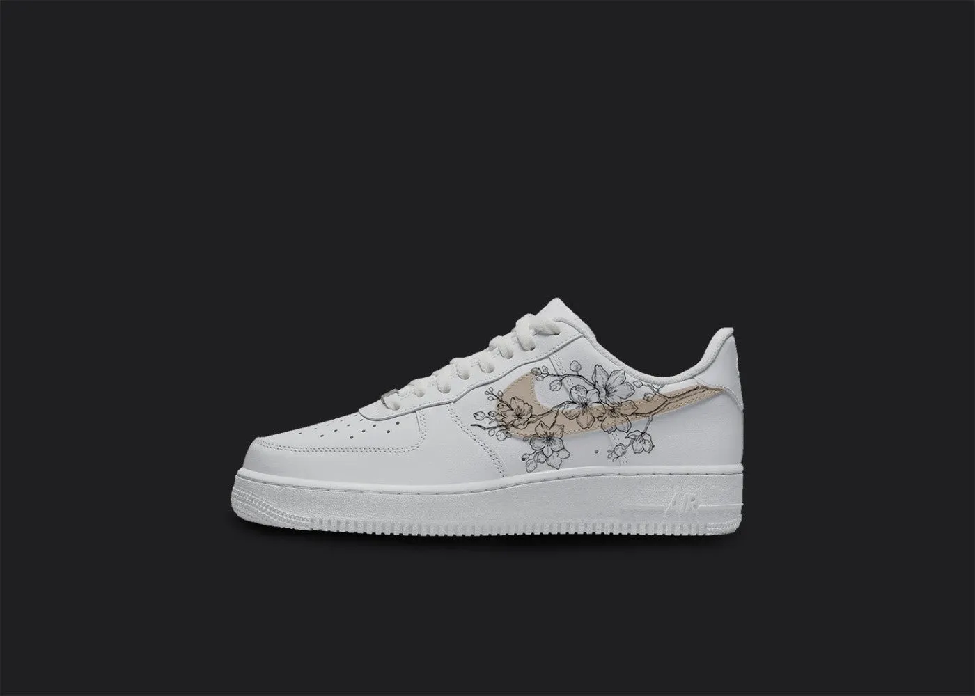 Beige Swoosh Flowers Custom Air Force 1