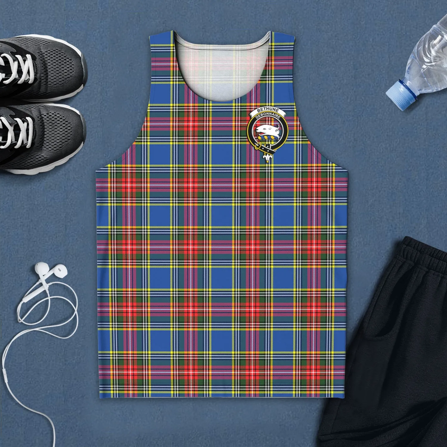 Bethune Tartan Mens Tank Top with Family Crest
