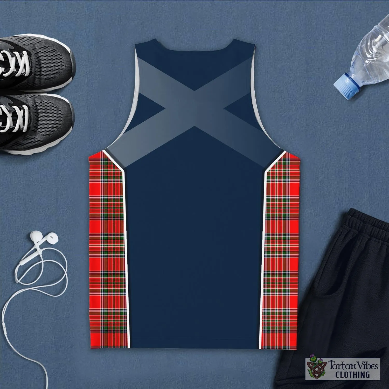 Binning Tartan Men's Tanks Top with Family Crest and Scottish Thistle Vibes Sport Style