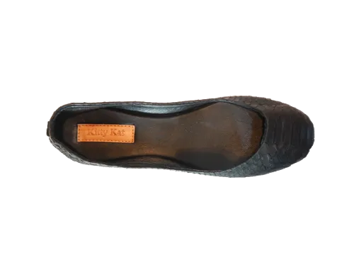 Black Pythonskin and Leather Ballet Shoes