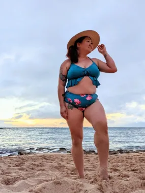 Body Surf- Plus size eyelet peplum swim top