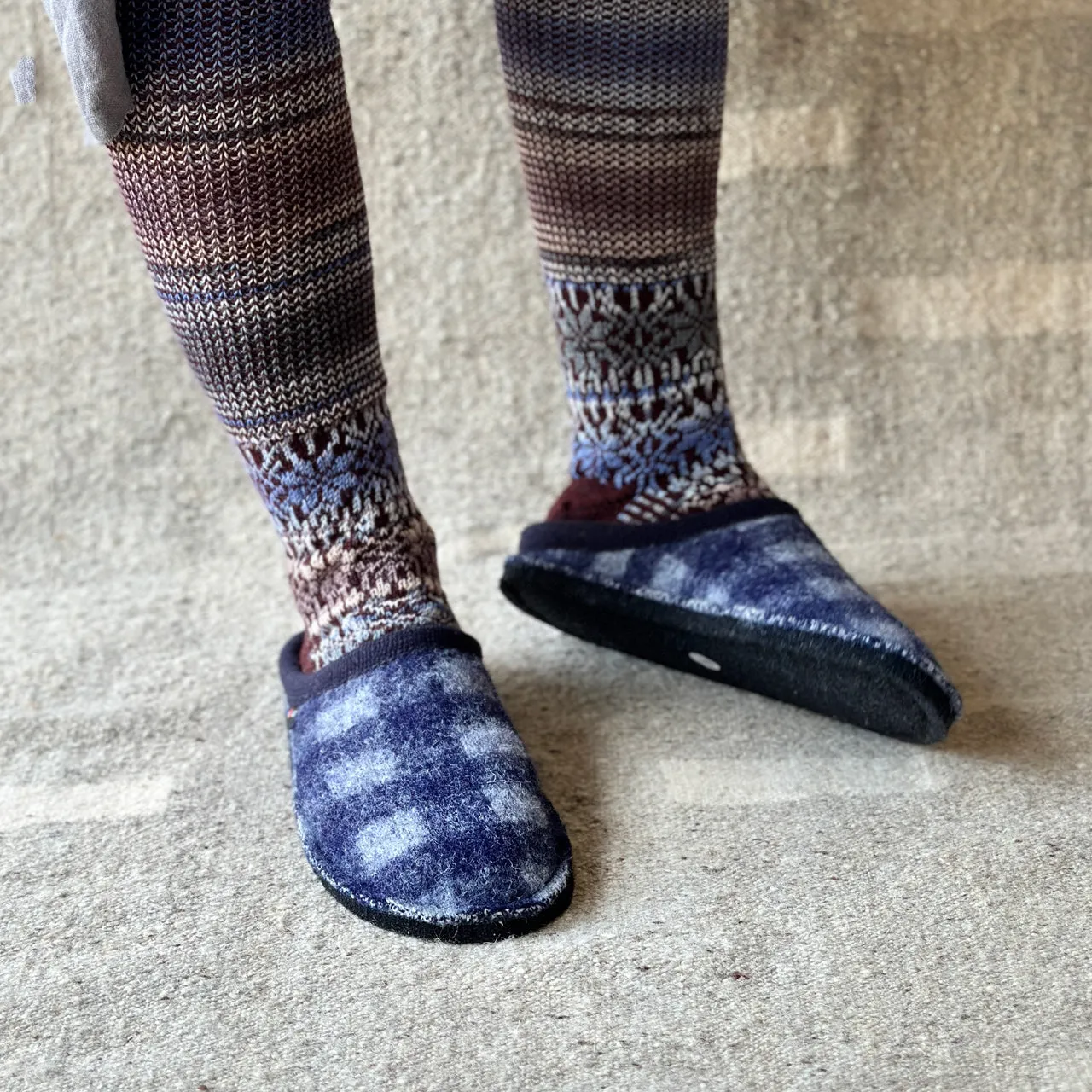 Boiled Wool Slippers - Flair Plaid - Ocean (Adults 36-46)