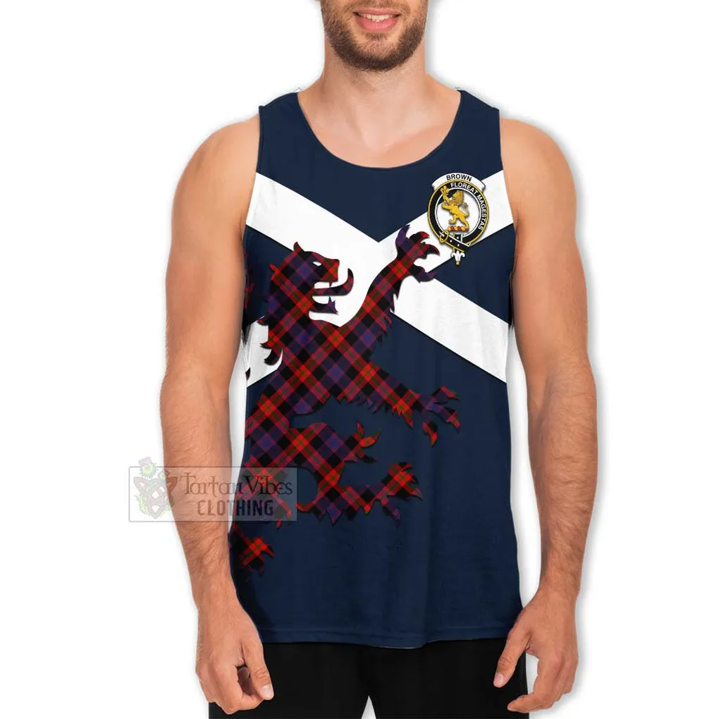 Brown (Broun) Tartan Lion Rampant Men's Tank Top  Proudly Display Your Heritage with Alba Gu Brath and Clan Name