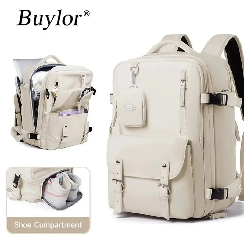 Buylor Travel Backpack For Women Carry On Luggage Business Travel Bag Unisex Fit 15.6inch Laptop Students Schoolbags Waterproof