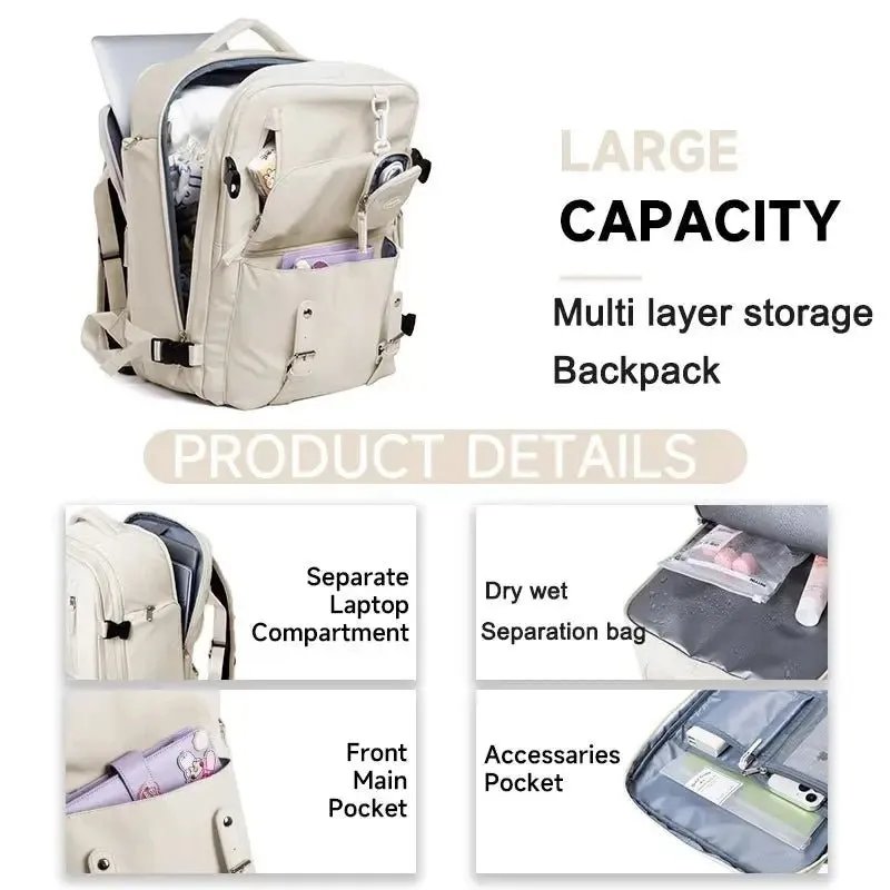 Buylor Travel Backpack For Women Carry On Luggage Business Travel Bag Unisex Fit 15.6inch Laptop Students Schoolbags Waterproof