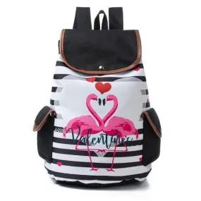 Cartoon Unicorn Printed School Backpack for Teenager with Drawstring