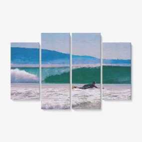 Catching the Big One - 4 Piece Canvas Wall Art - Framed Ready to Hang 4x12"x32