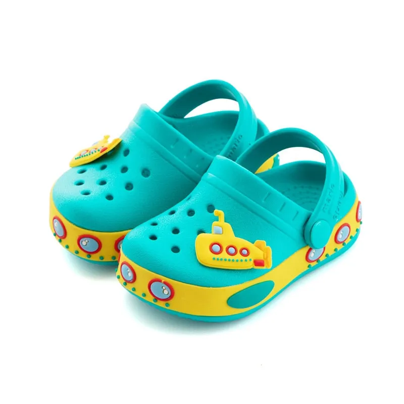 Children Slippers for Boys /Girls Summer Kids Home Sandals Cartoon Shoes Soft Leather Appliques Big Girls Beach Cave Shoes