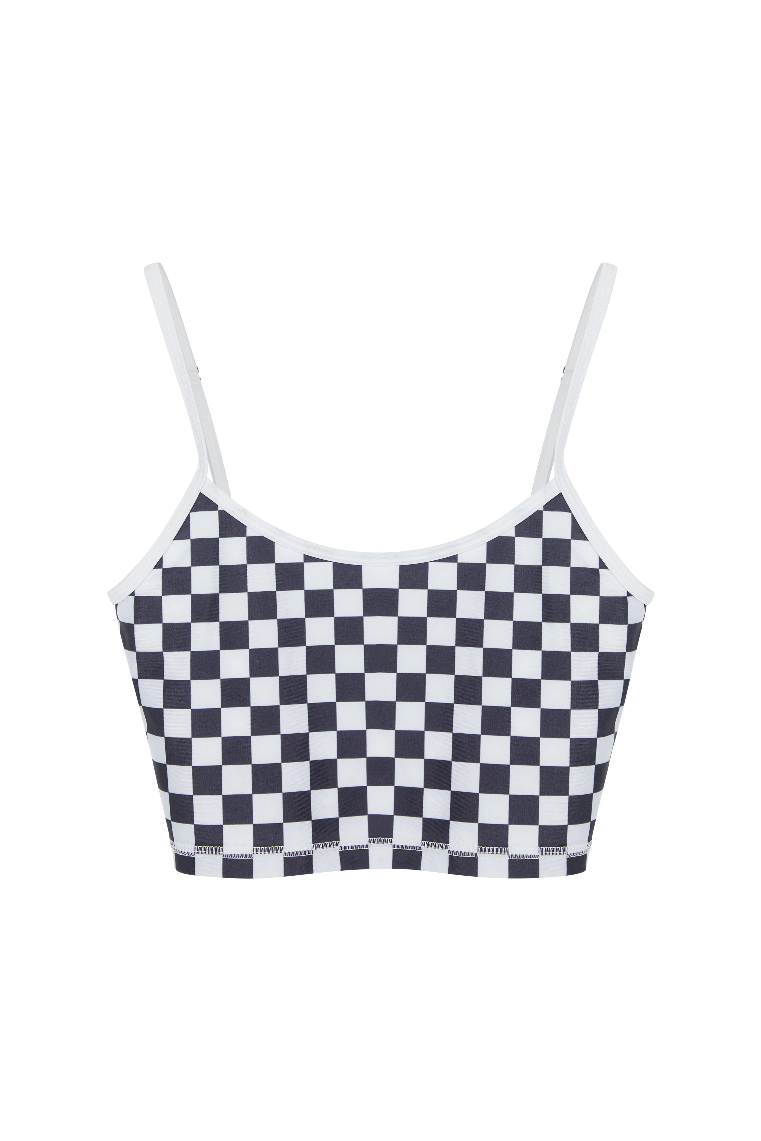 Cropped Tankini Surf Top - B W Checkers
