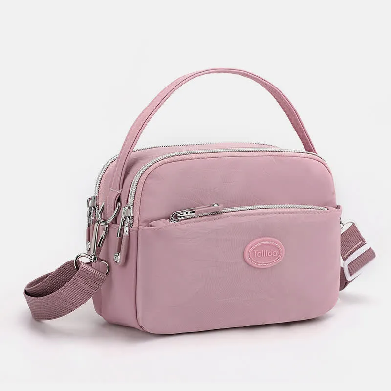 Crossbody Bag for Women Triple Zip Shoulder Bag Casual Nylon Purse