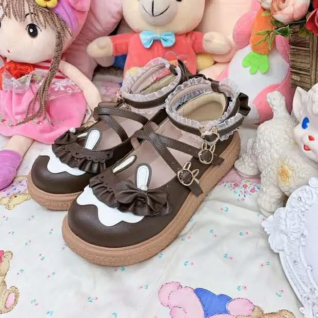 Cute Bunny Flat Lolita Shoes