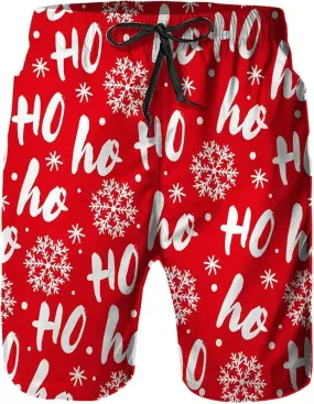 Daozundi Mens Swim Trunks with Mesh Lininghohoho Pattern Santa Claus Laugh Seamless Quick Dry Swimsuit Board Shorts Beach Pants Swimwear Bathing Suits 3XL
