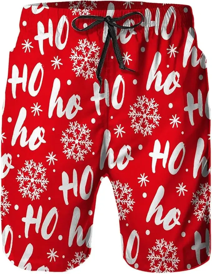 Daozundi Mens Swim Trunks with Mesh Lininghohoho Pattern Santa Claus Laugh Seamless Quick Dry Swimsuit Board Shorts Beach Pants Swimwear Bathing Suits 3XL