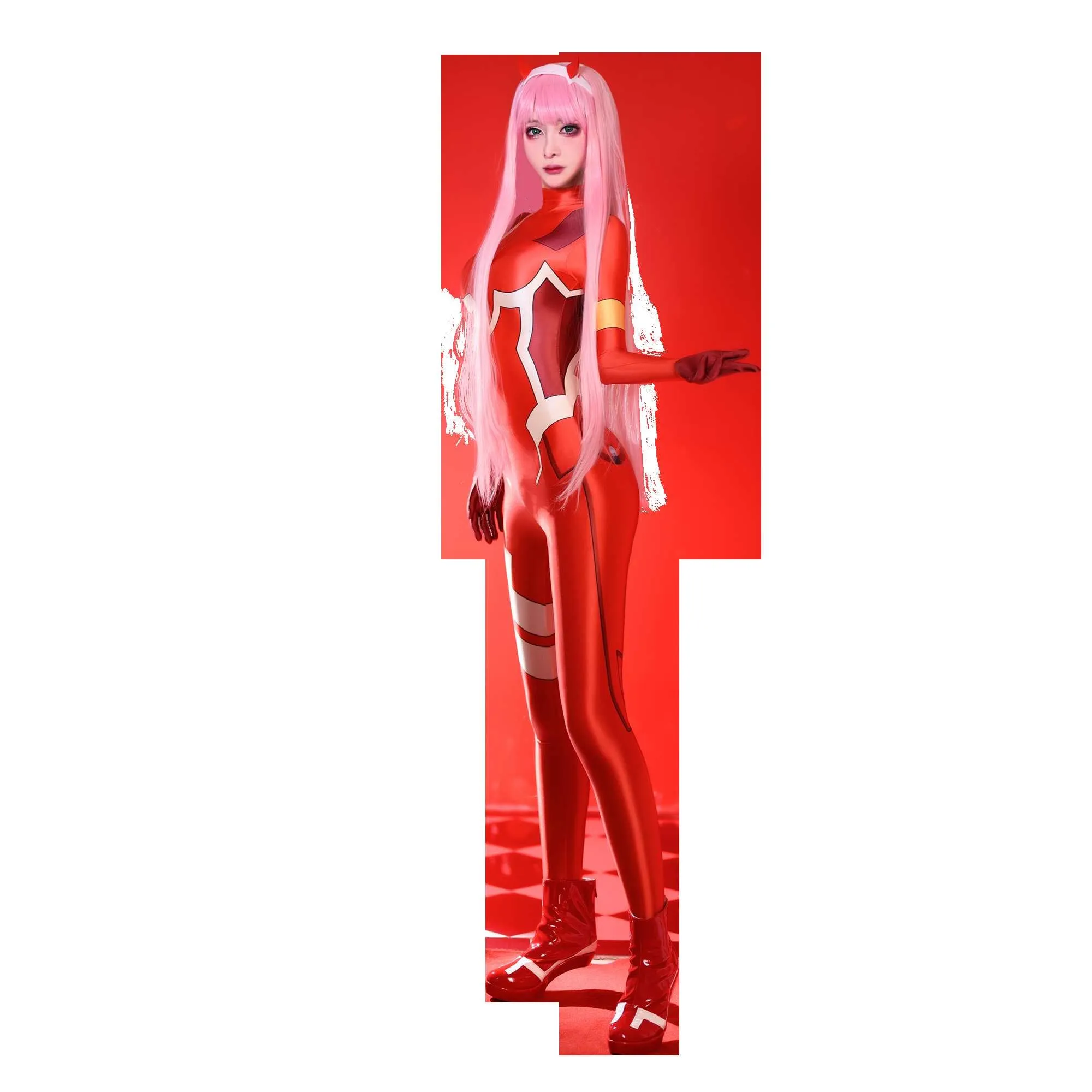 Darling in the Franxx Zero Two Code 002 Zentais Jumpsuit Cosplay Costume