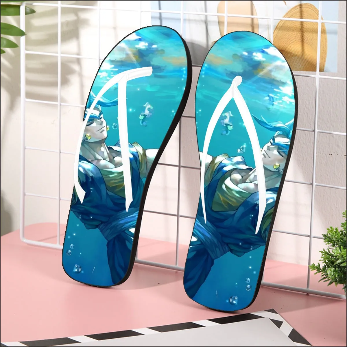 DBZ Relax Gogeta Ocean Blue Saiyan SSGSS Dope Design Flip Flops