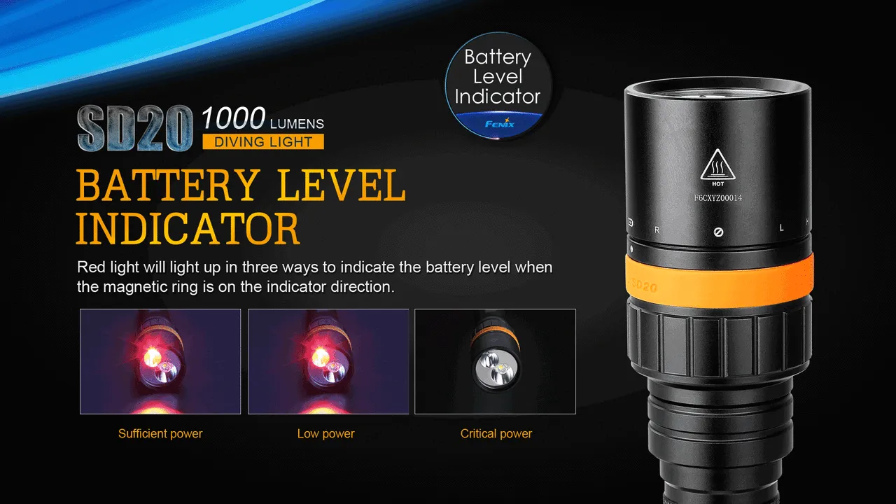 Fenix SD20 1000 Lumen CREE LED 100 meter submersible Diving Flashlig