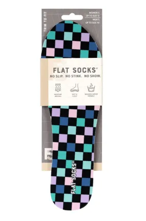 Flat Socks -  Coral Checks - SMALL