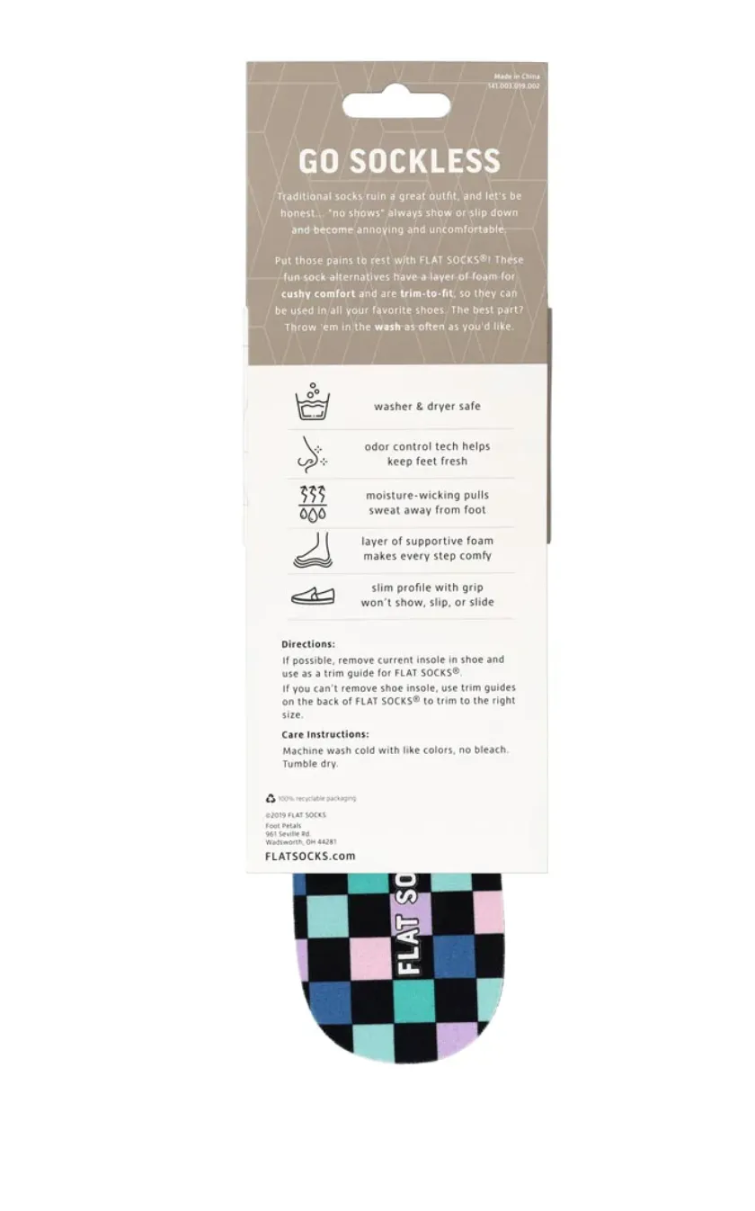 Flat Socks -  Coral Checks - SMALL