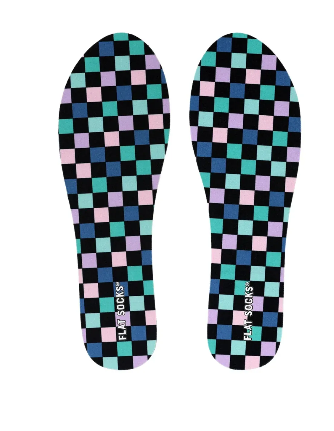 Flat Socks -  Coral Checks - SMALL