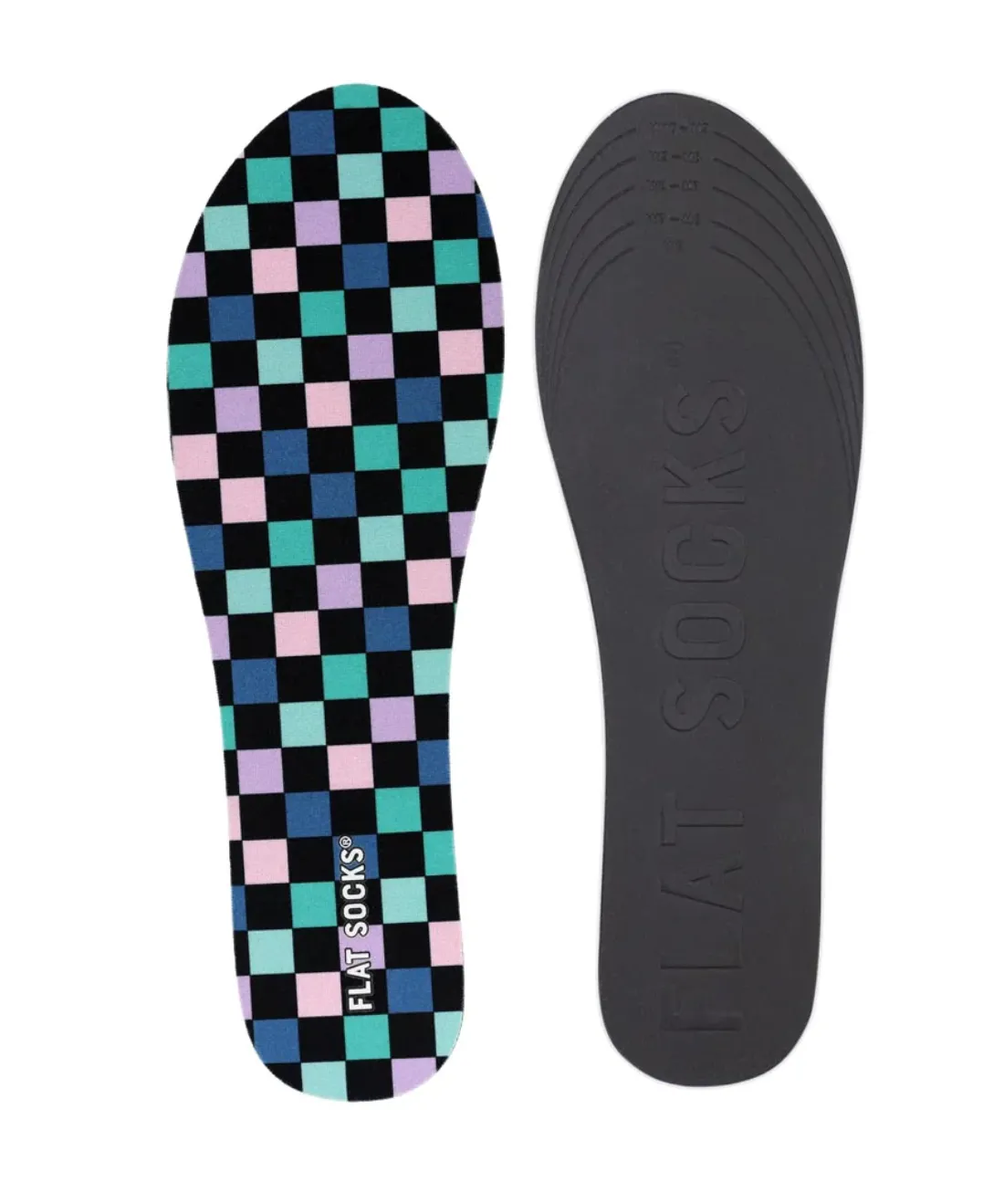 Flat Socks -  Coral Checks - SMALL