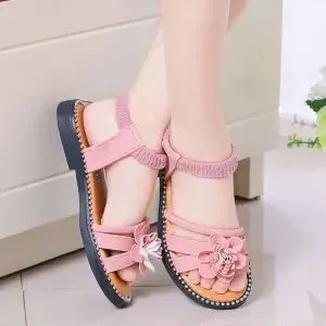 Girls summer pearls sandals 2021 new Korean version children's student beading princess beach shoes 5 6 7 8 9 10 11 12 Years old