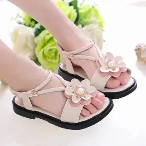 Girls summer pearls sandals 2021 new Korean version children's student beading princess beach shoes 5 6 7 8 9 10 11 12 Years old