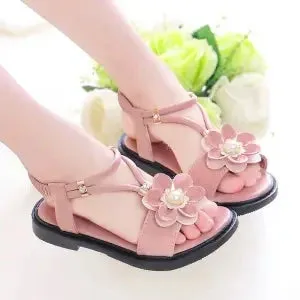 Girls summer pearls sandals 2021 new Korean version children's student beading princess beach shoes 5 6 7 8 9 10 11 12 Years old