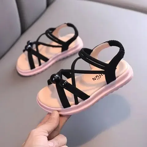 Girls summer pearls sandals 2021 new Korean version children's student beading princess beach shoes 5 6 7 8 9 10 11 12 Years old