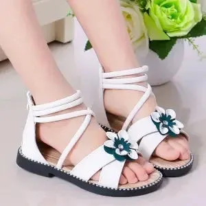 Girls summer pearls sandals 2021 new Korean version children's student beading princess beach shoes 5 6 7 8 9 10 11 12 Years old