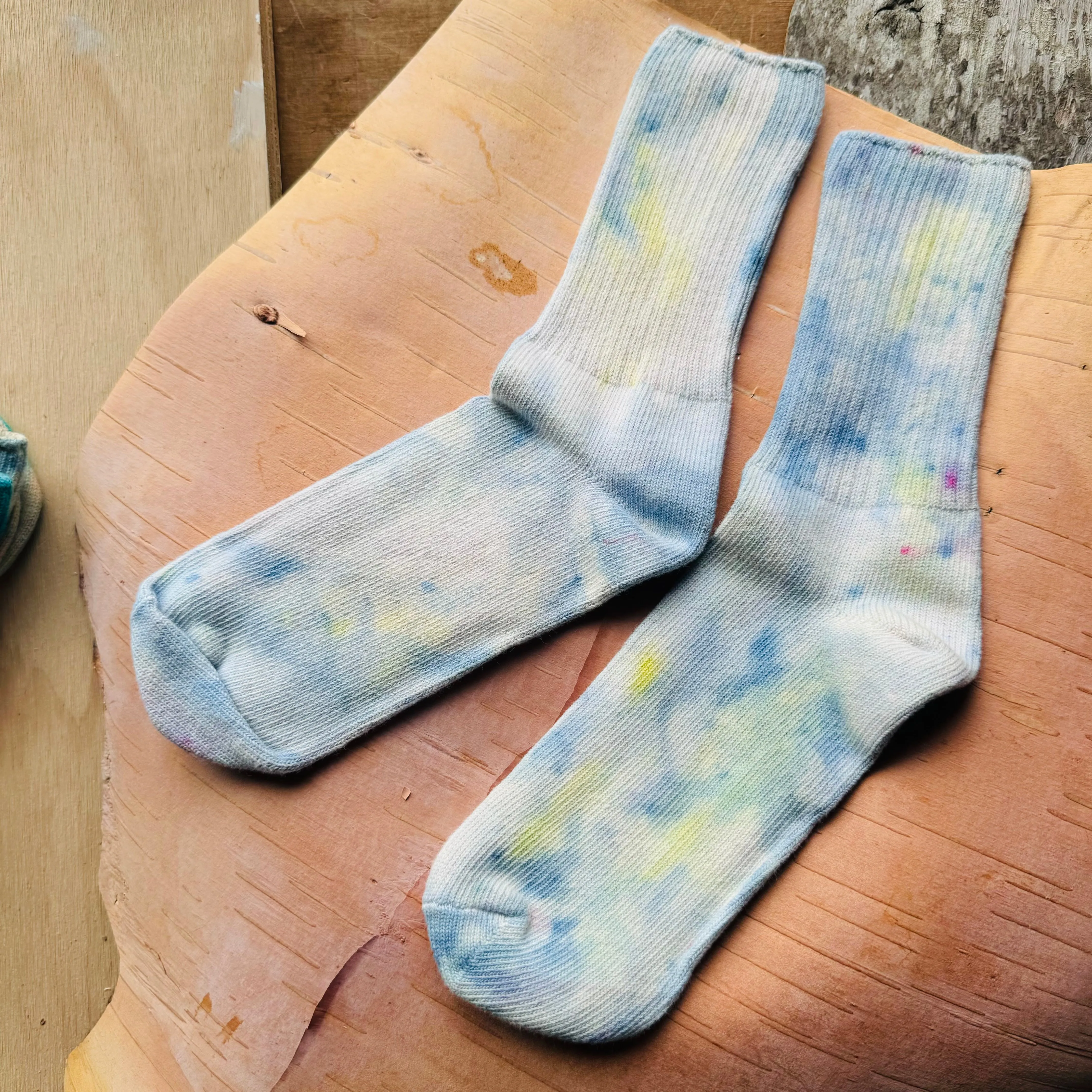 Hand Dyed Cotton Socks- Random Dyed by Scarfshop 13-16